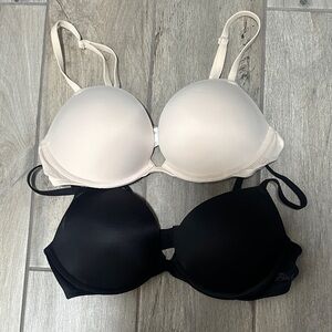 PINK Victoria's Secret Black and Cream Bras